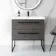 Elba Charcoal Elm Wall Hung Basin Drawer Vanity 800mm with Matt Black Stand
