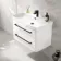 Omaha Gloss White Wall Hung Basin Drawer Vanity 800mm - Black Accents