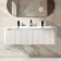 Sorrento Fluted Coastal White Wall Hung Double Basin Drawer Vanity 1200mm