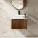 Sorrento Fluted Black Walnut Wall Hung Drawer Vanity with Marble Top & Reno Basin 600mm