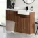 Sicily Fluted Black Walnut Basin Vanity and Back To Wall Toilet Unit 1200mm (Excludes Toilet) - Black Accents - Right Handed