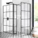 Munich Matt Black Grid 8mm Walk In Shower Enclosure 1200mm & 900mm Glass with Pivotal Return Panel