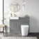 Harper Stone Grey Combination Vanity Basin & Tucson Toilet 1000mm - Brushed Brass Accents