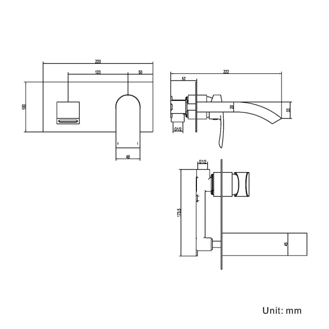 Severn Chrome Wall Mounted Basin Mixer Tap