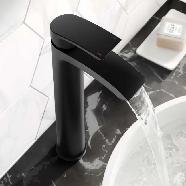 Severn Matt Black High Rise Basin Mixer Tap