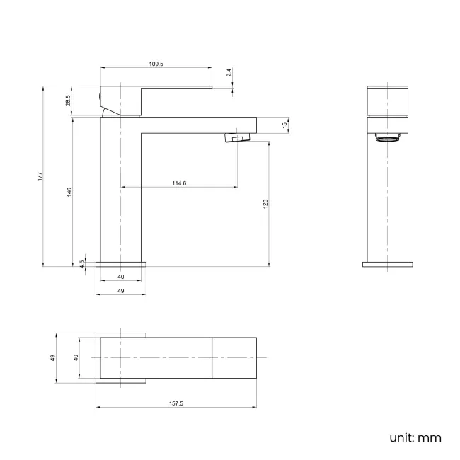 Dart Matt Black Basin Mixer Tap