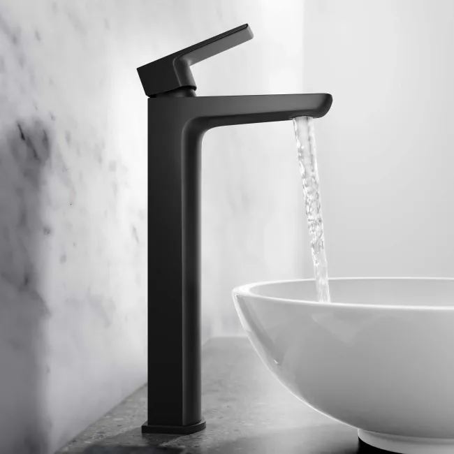 Ribble Matt Black High Rise Basin Mixer Tap