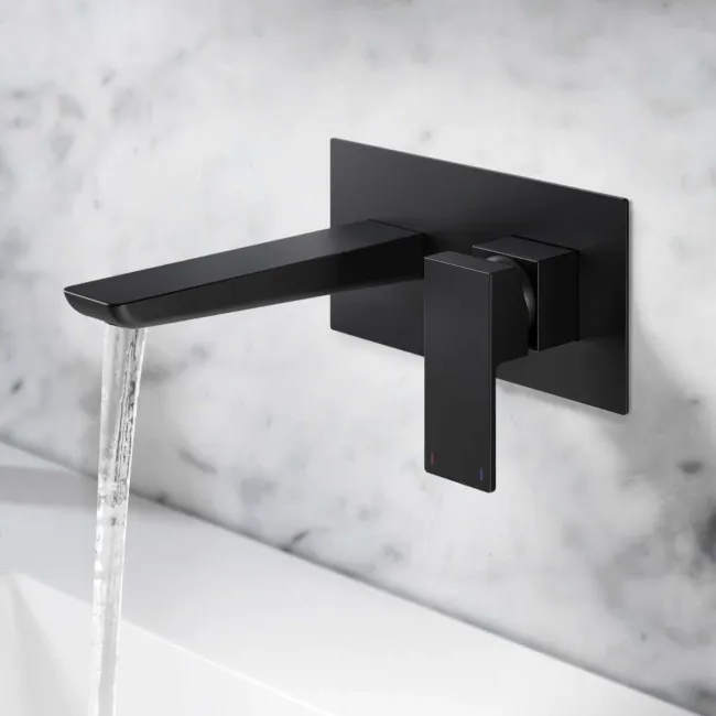 Ribble Matt Black Wall Mounted Basin Mixer Tap