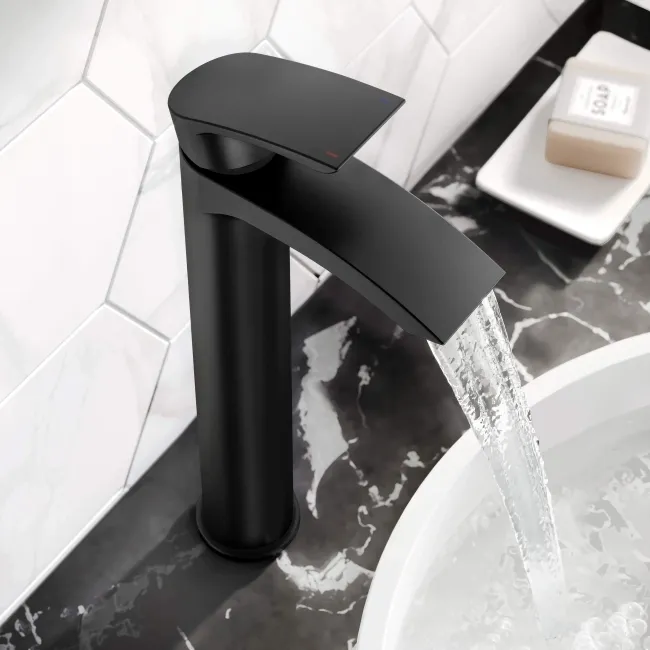 Spey Matt Black High Rise Basin Mixer Tap
