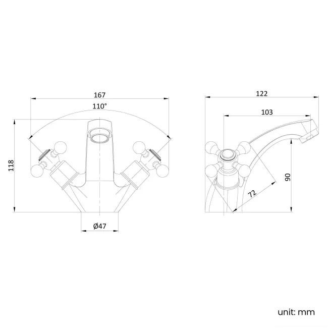 Bray Traditional Chrome Basin Mixer Tap