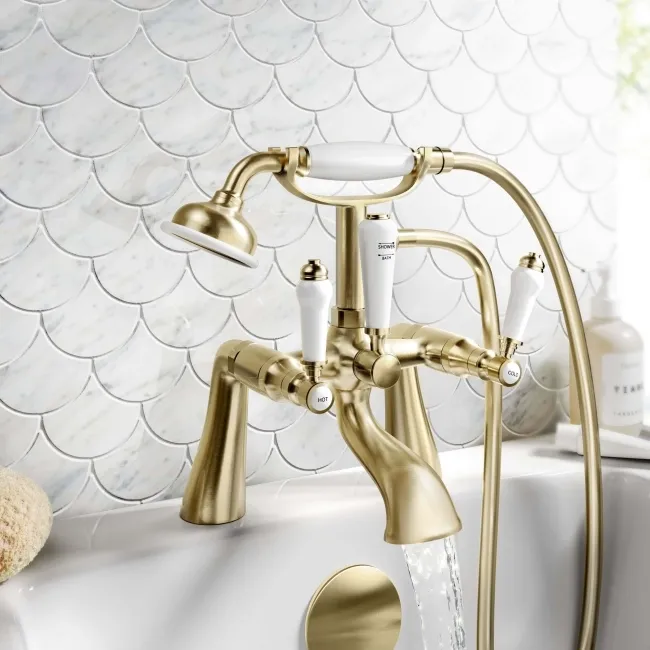 Cherwell Traditional Brushed Brass Bath Shower Mixer Tap