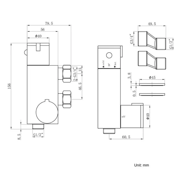 Thermostatic Mixer Valve For Douche Kit