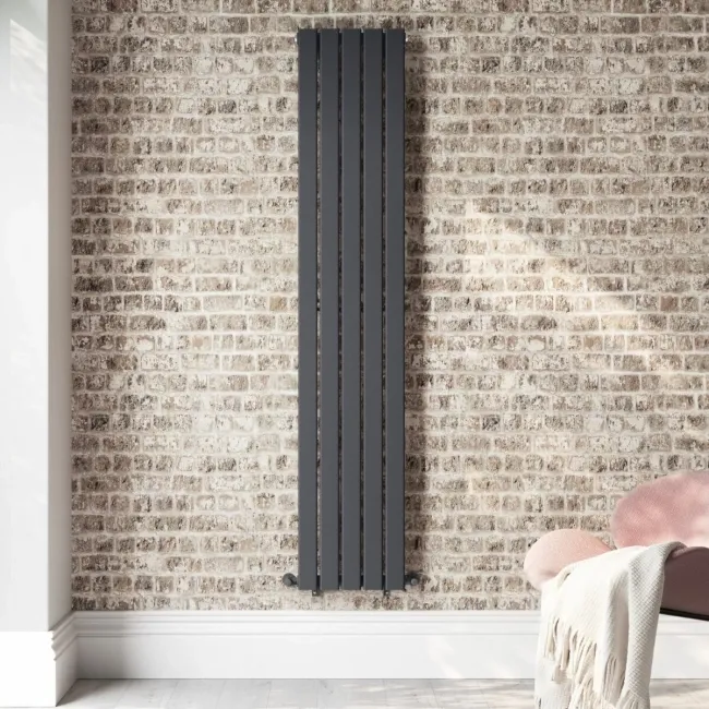 Faro Anthracite Single Flat Panel Vertical Radiator 1800x350mm
