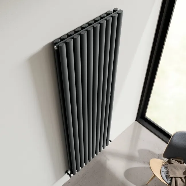 Marbella Anthracite Double Oval Panel Radiator 1800x600mm