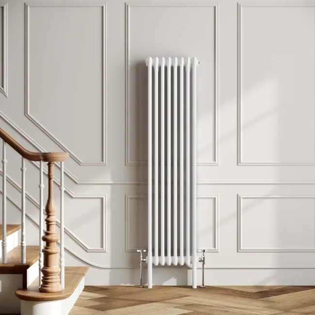 Athens White Triple Column Vertical Traditional Radiator 1500x380mm