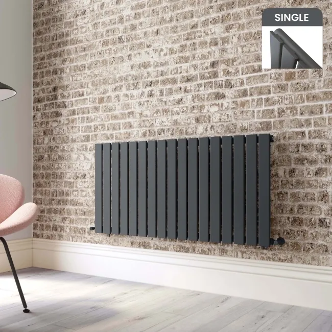 Faro Anthracite Single Flat Panel Horizontal Radiator 600x1190mm