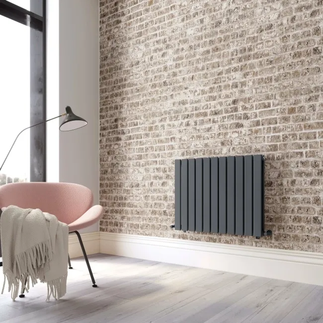 Faro Anthracite Double Flat Panel Horizontal Radiator 600x770mm