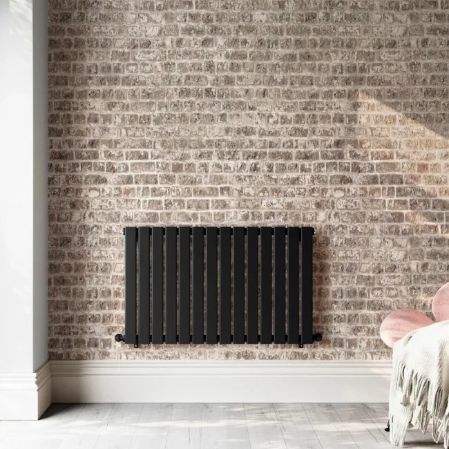 Faro Matt Black Single Flat Panel Horizontal Radiator 600x980mm