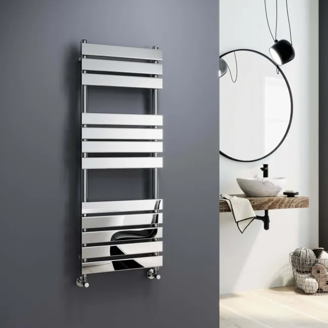 Santorini Chrome Flat Panel Heated Towel Rail 1200x450mm