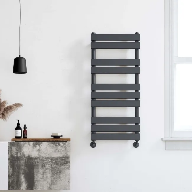Santorini Anthracite Flat Panel Heated Towel Rail 1000x450mm