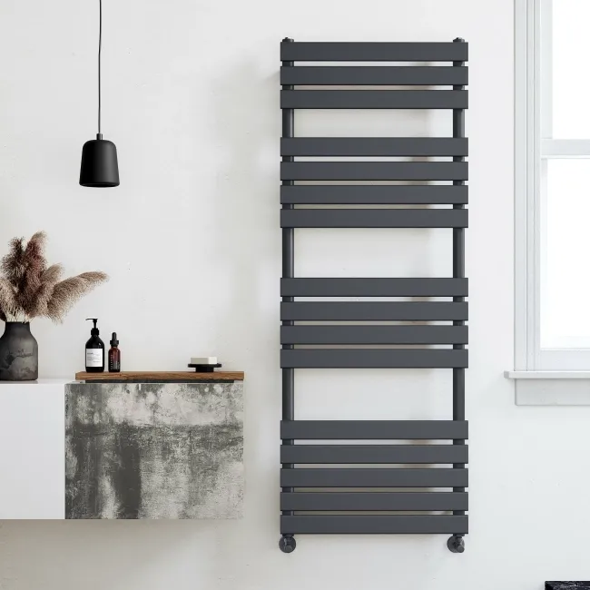 Santorini Anthracite Flat Panel Heated Towel Rail 1600x600mm