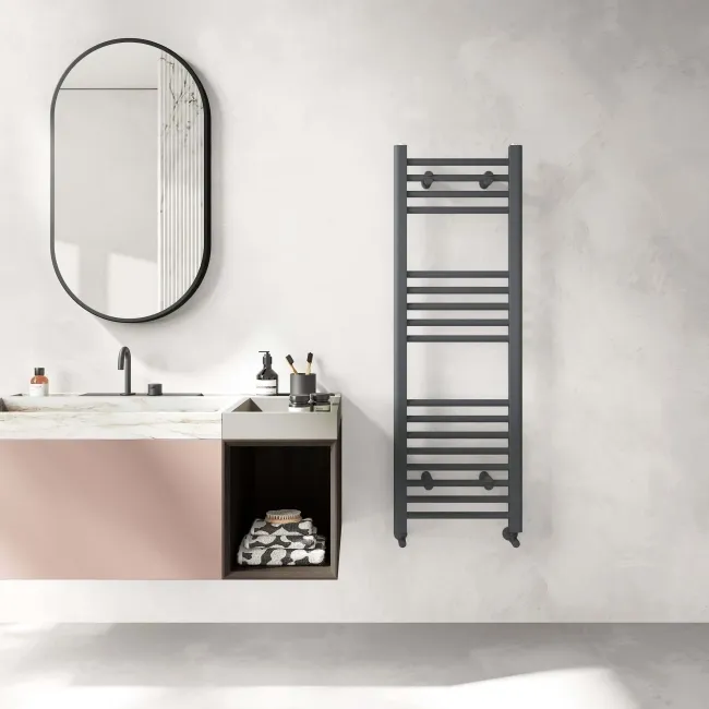 Barcelona Anthracite Straight Heated Towel Rail 1200x400mm