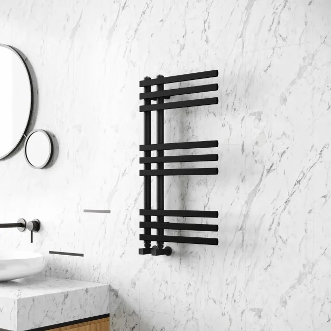 Madrid Matt Black Designer Heated Towel Rail 800x450mm