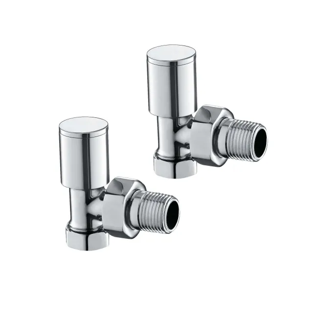 Chrome Plated Brass Angled Manual Radiator Valves (Pair) Standard 15mm