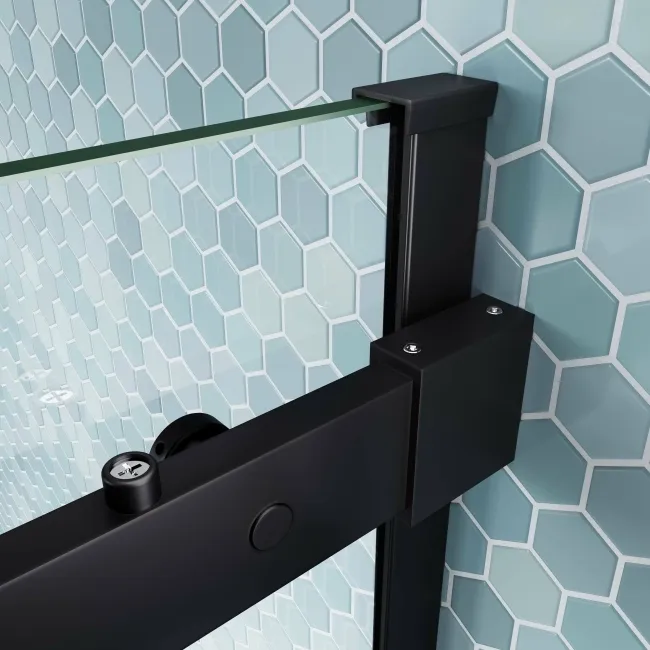 Oslo Matt Black Premium Easy Clean 8mm Sliding Shower Door 1200mm