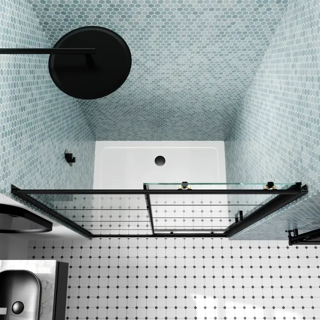 London Matt Black Grid 6mm Sliding Shower Door 1200mm