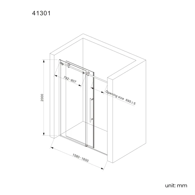 Prague Brushed Brass 8mm Soft-Closing Sliding Shower Door 1600mm