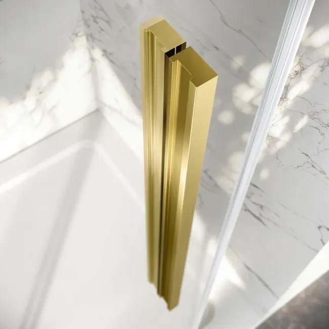 Lisbon Brushed Brass 8mm Soft-Closing Sliding Shower Door 1000mm