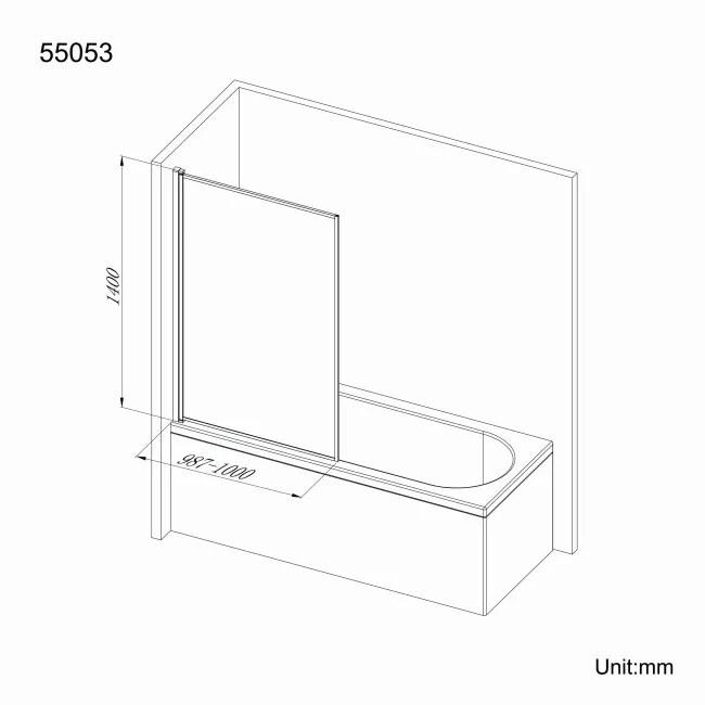 Zurich Easy Clean Matt Black Framed Bath Screen - 1000mm