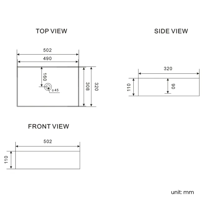 Cody Counter Top Basin 500mm