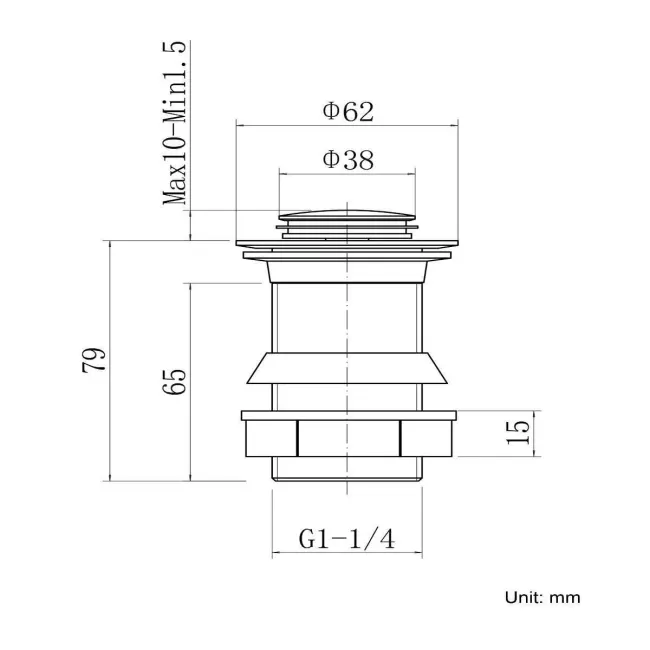 Chrome Pop Up Basin Waste - Unslotted