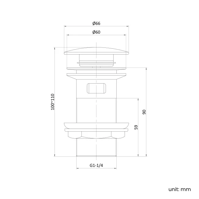 Chrome Dome Top Pop Up Basin Waste - Slotted