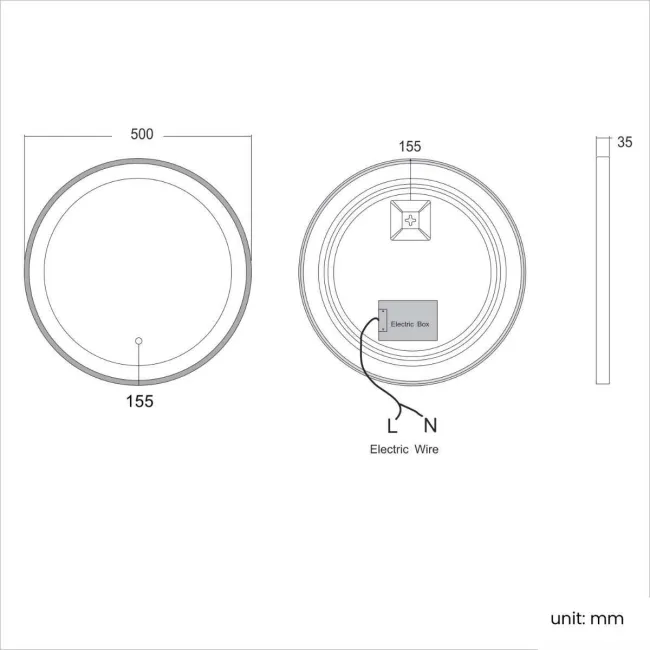 Mollie Brushed Brass Round Illuminated LED Mirror 500mm