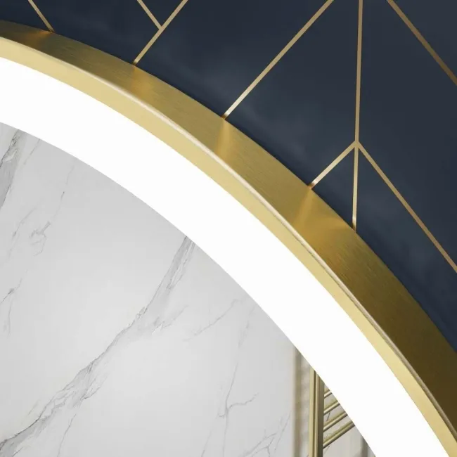 Mollie Brushed Brass Round Illuminated LED Mirror 800mm
