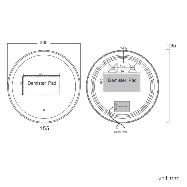 Mollie Brushed Brass Round Illuminated LED Mirror 800mm