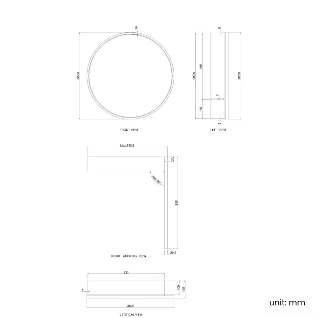 Mollie Matt Brass Round Mirror Cabinet 600mm