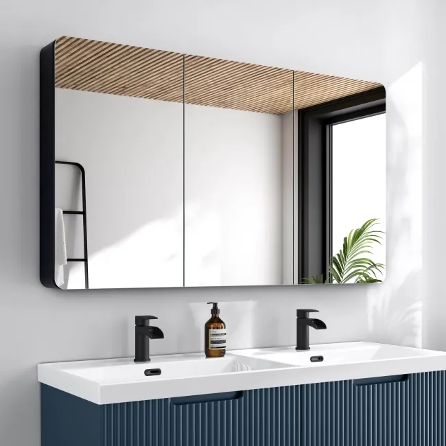 Aurora Matt Black Mirror Cabinet 700x1200mm