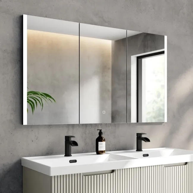 Selma Matt Black Illuminated LED Recessed Mirror Cabinet 700x1200mm