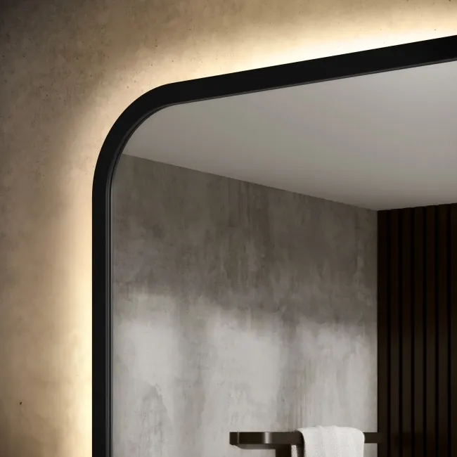 Mila Black Framed Backlit Illuminated LED Mirror With BLUETOOTH Speaker 600x400mm