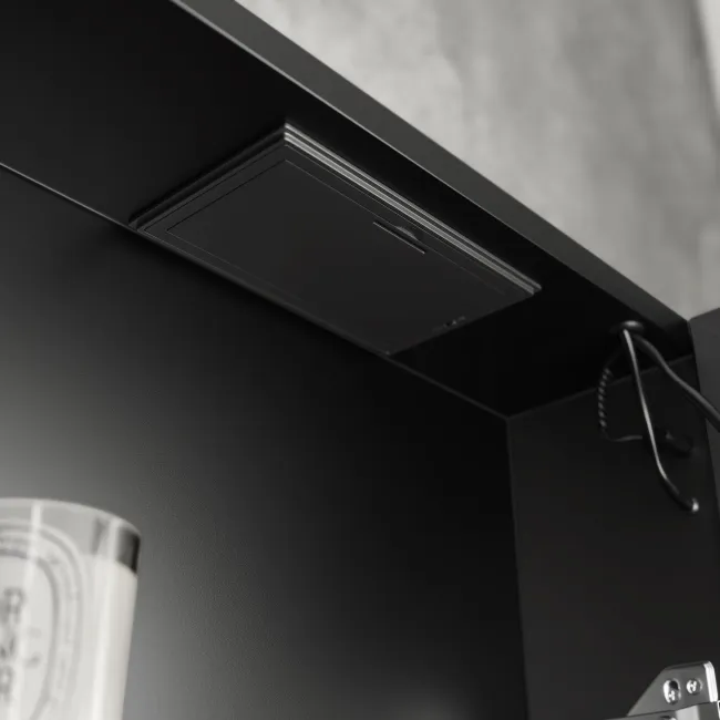 Selma Battery Operated Matt Black Illuminated LED Mirror Cabinet 700x1200mm