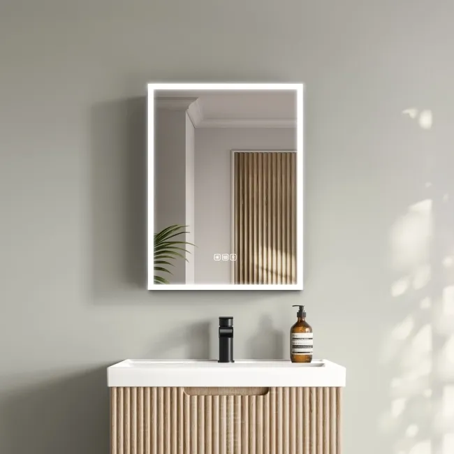 Esme Matt Black Illuminated LED Mirror Cabinet With BLUETOOTH Speaker 600x450mm