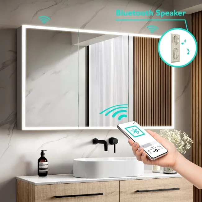 Margot Illuminated LED Mirror Cabinet With BLUETOOTH Speaker & USB Port 700x1200mm