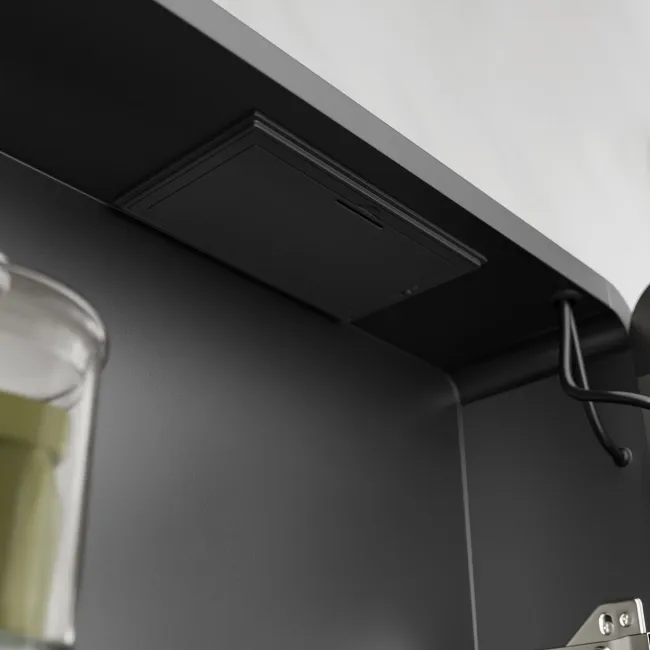 Aurora Battery Operated Matt Black Illuminated LED Mirror Cabinet 600x450mm