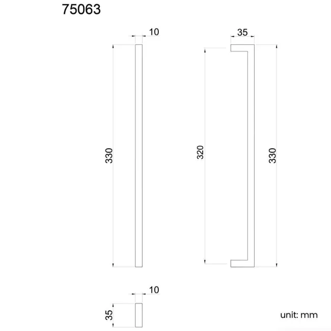 Brushed Brass Handle for Elba Wall Hung Drawer Vanity 500mm & 600mm