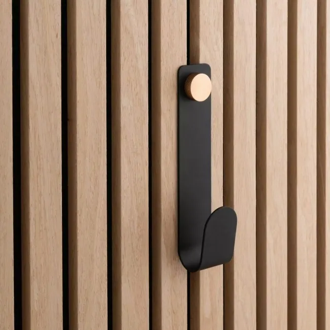 Trepanel Customise® Black Vertical Metal Hook with Brass Screw