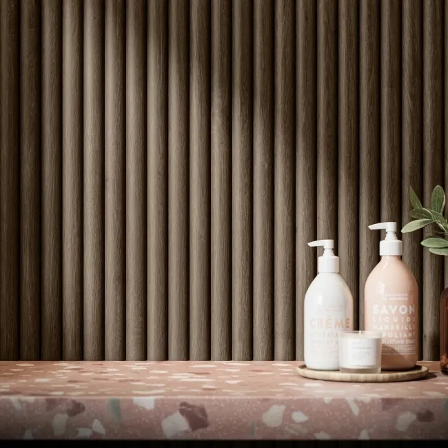 Trepanel Aqua 3D® Waterproof Walnut Brown Wood Effect Fluted Wall Panel 3 Pack (Covers 1.80 SQM)